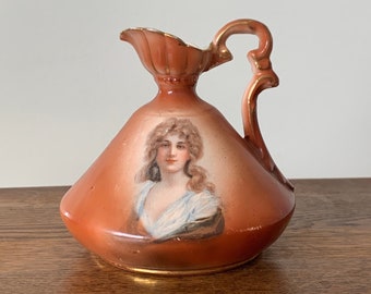 Victorian Austria lady portrait pitcher vase