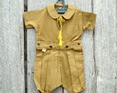 Vintage Play Suit Childs Size 2, Army Green, Knickers Romper, Camp Town Togs, New Old Stock