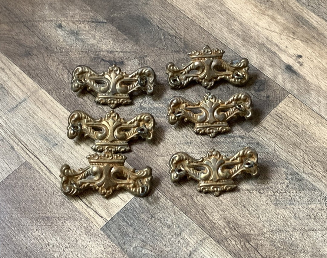 Escutcheon Drawer Pull Back Plates, Stamped Brass Tin W/ Eye Hook