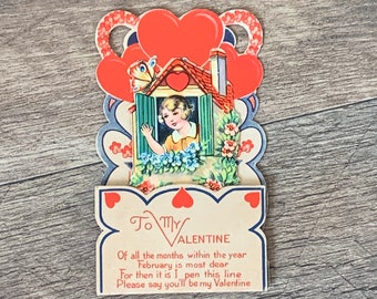 Valentine pop up greeting card, 1930's German die cut