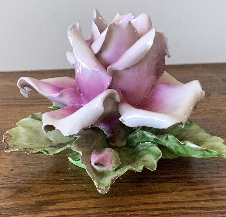 Capodimonte Rose Candle Holder Large Porcelain Candlestick Etsy