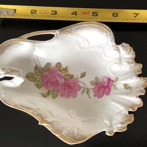 Decorative porcelain trinket dish with pink roses image 6