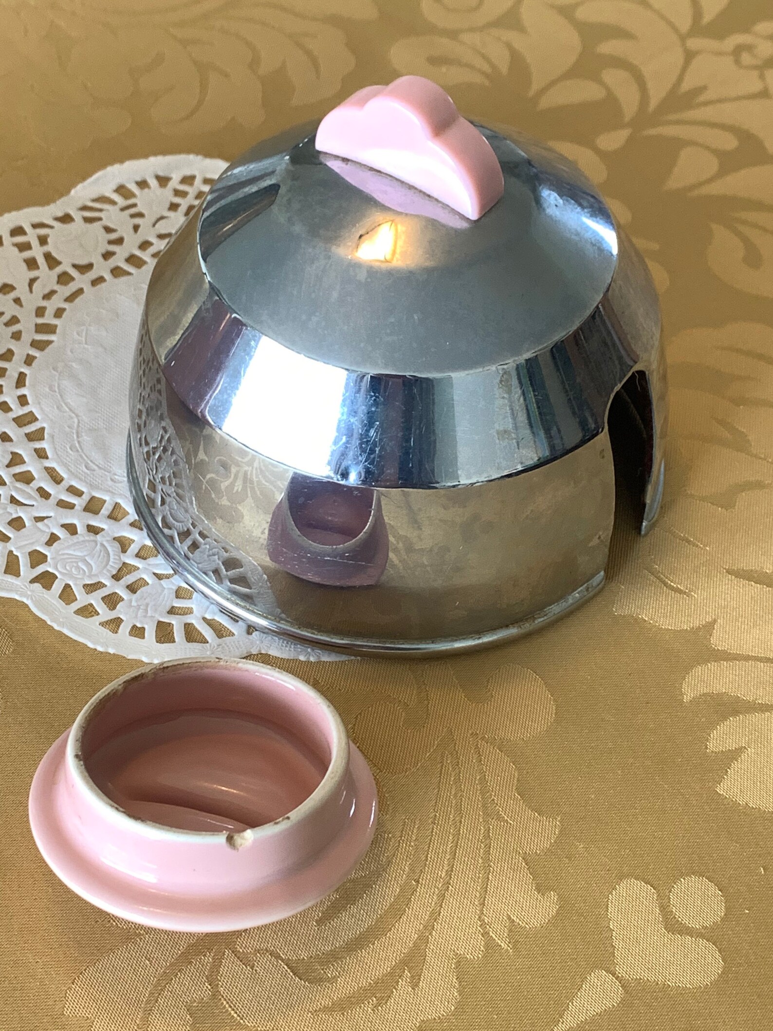 Mid Mod Pink Ceramic Teapot With Aluminum Cozy Made in Etsy