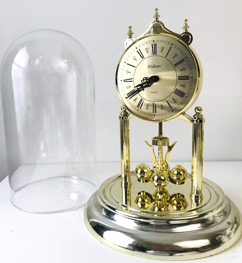 Waltham anniversary clock 1980's battery operated brass Etsy