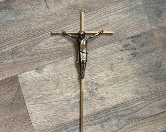 Vintage solid brass crucifix 10" made in W Germany