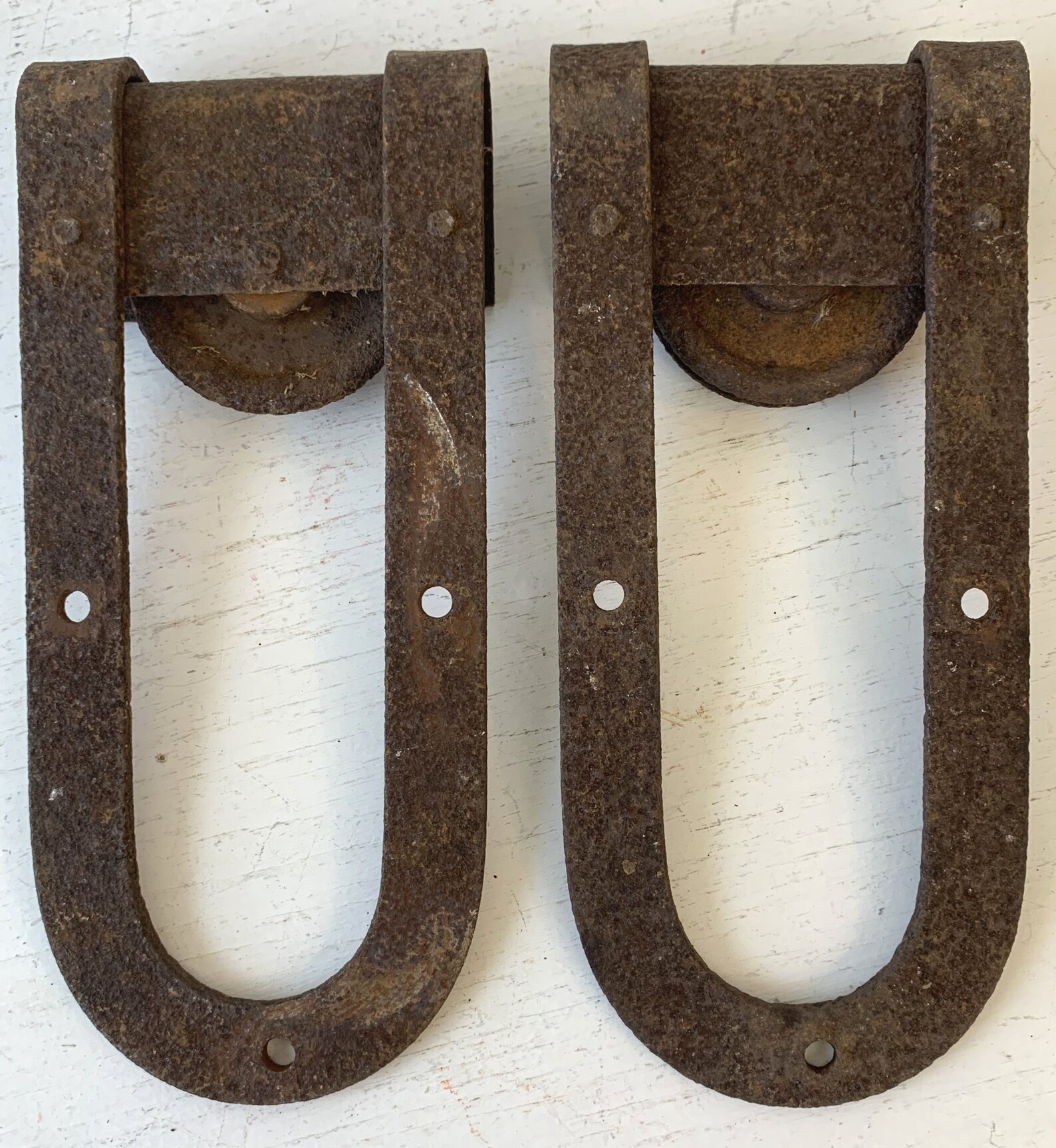 Antique Barn Door Rollers Hardware Pair Rusty Primitive Etsy