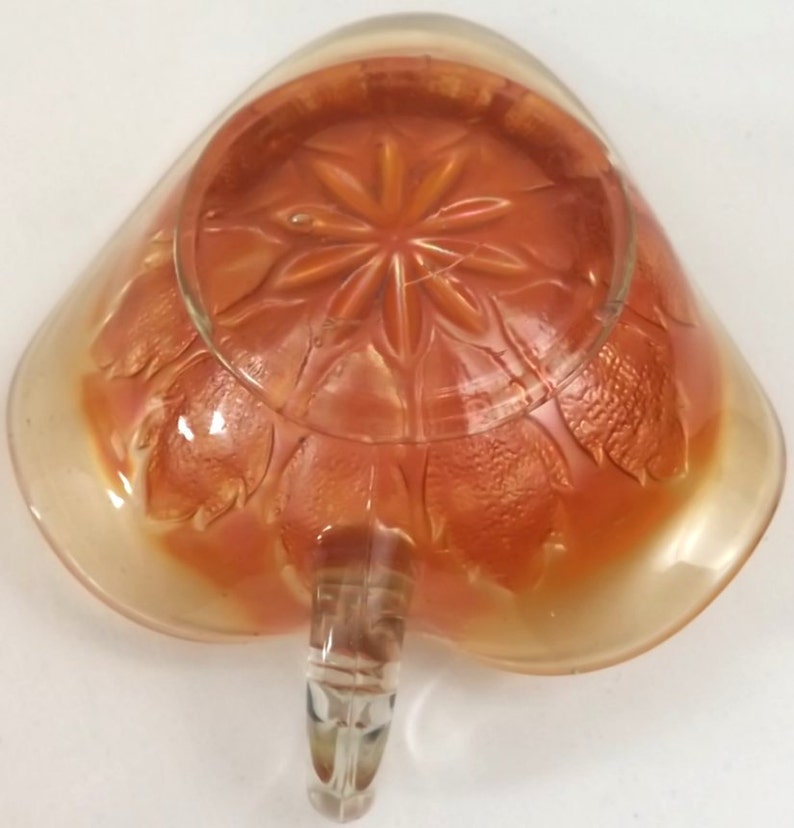 Dugan carnival glass nappy dish, iridescent marigold image 4