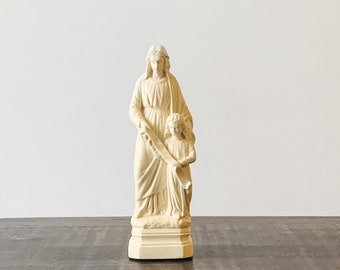 Virgin Mary & Jesus ivory resin figurine, Catholic Christian religious icon