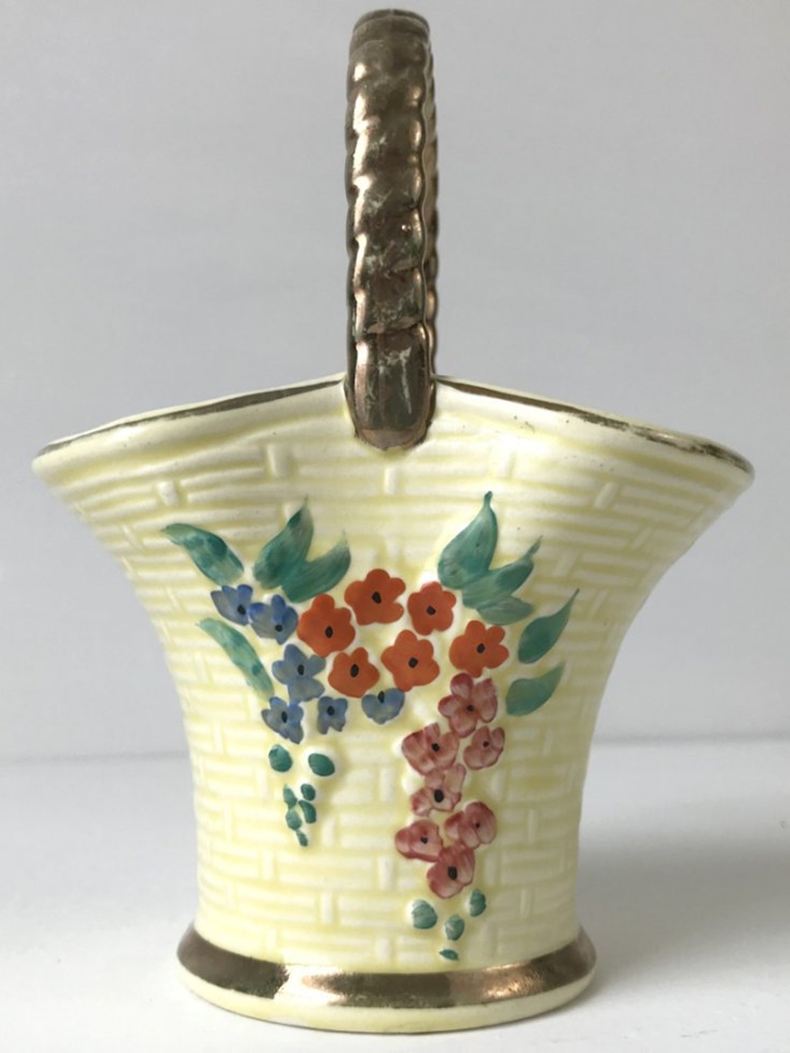 Vintage ceramic flower basket vase made in England Etsy