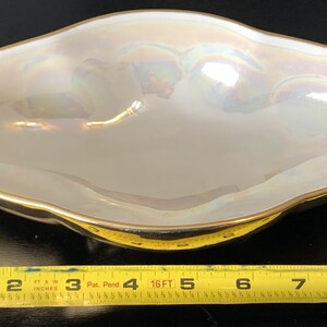 Warranted 22 K Gold iridescent leaf shaped relish tray, vintage catch all, candy bowl, nut dish image 4