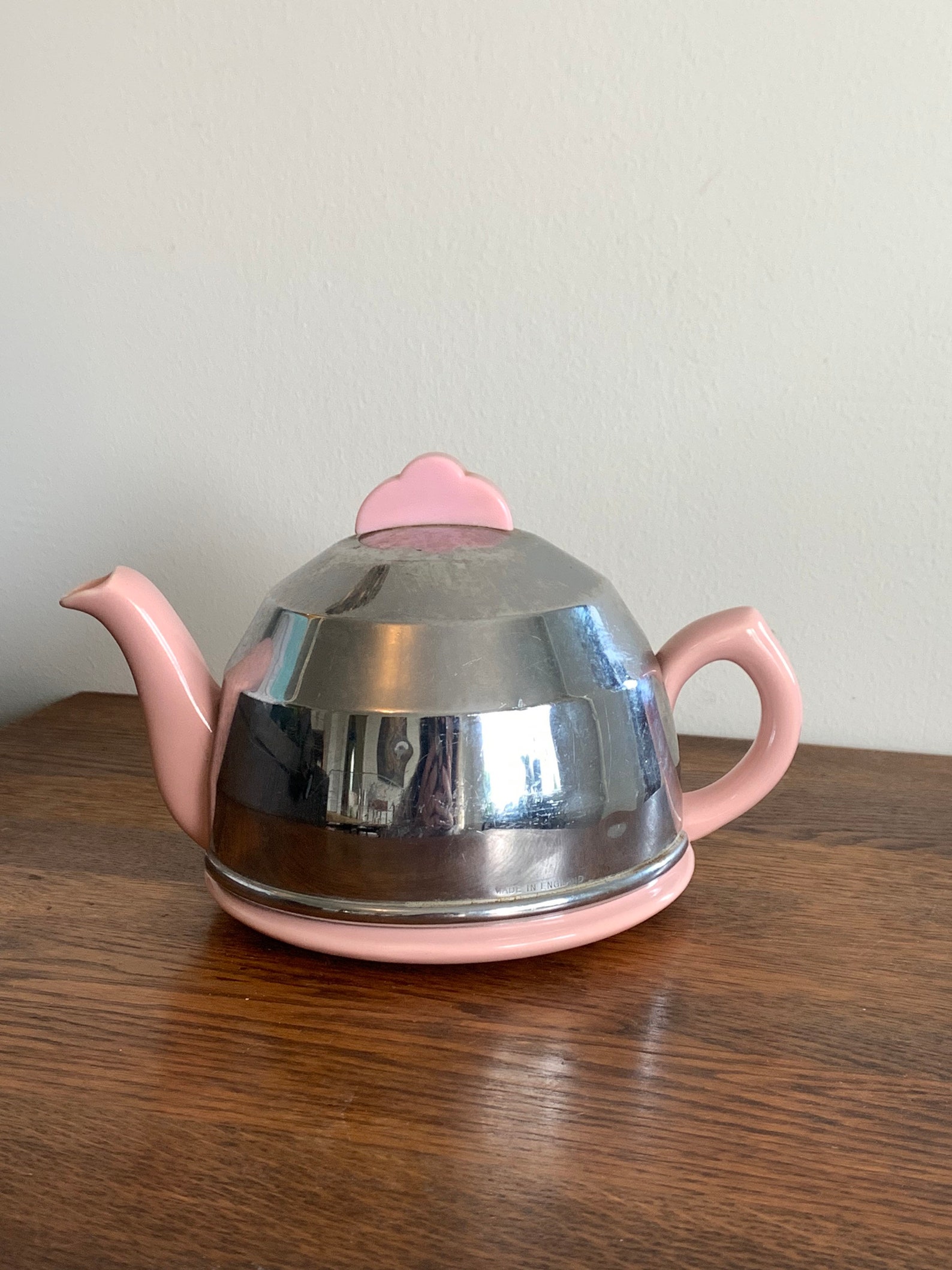 Mid Mod Pink Ceramic Teapot With Aluminum Cozy Made in Etsy