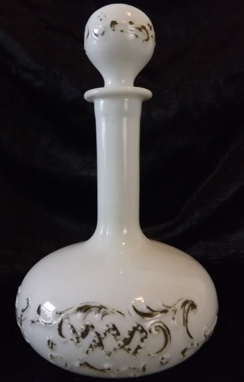 Victorian Decanter Milk Glass Barber or Cologne Bottle Etsy