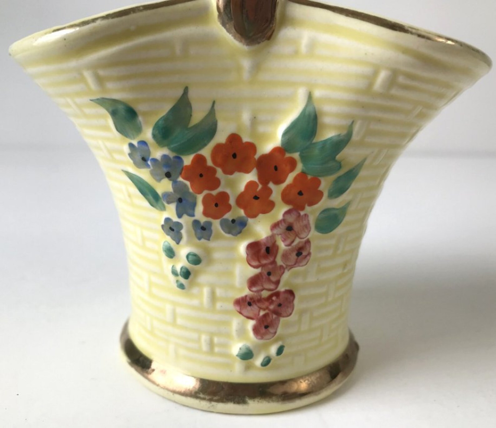 Vintage ceramic flower basket vase made in England Etsy