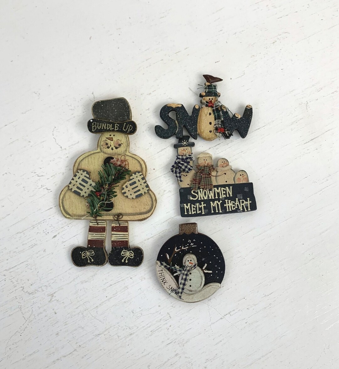 Upcycled Snowman Fridge Set Etsy