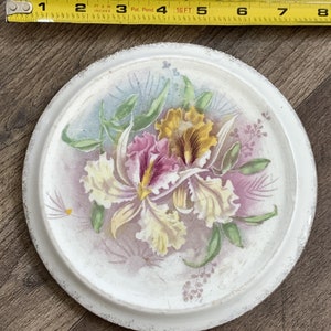 Royal Bonn Germany ceramic teapot trivet, Iris pattern image 3