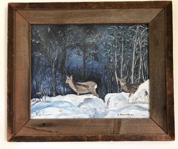 deer painting on wood