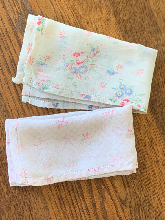2 Ladies Cotton Linen Handkerchiefs 