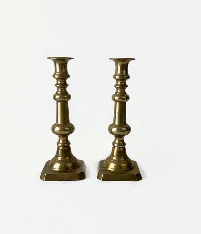 Pair Brass Candlestick Vintage 9 Tall Candle Holders Etsy