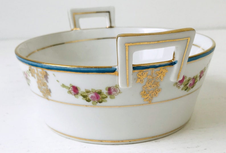 Nippon Bowl With Handles Vintage Kitchenware With Pink Roses Etsy