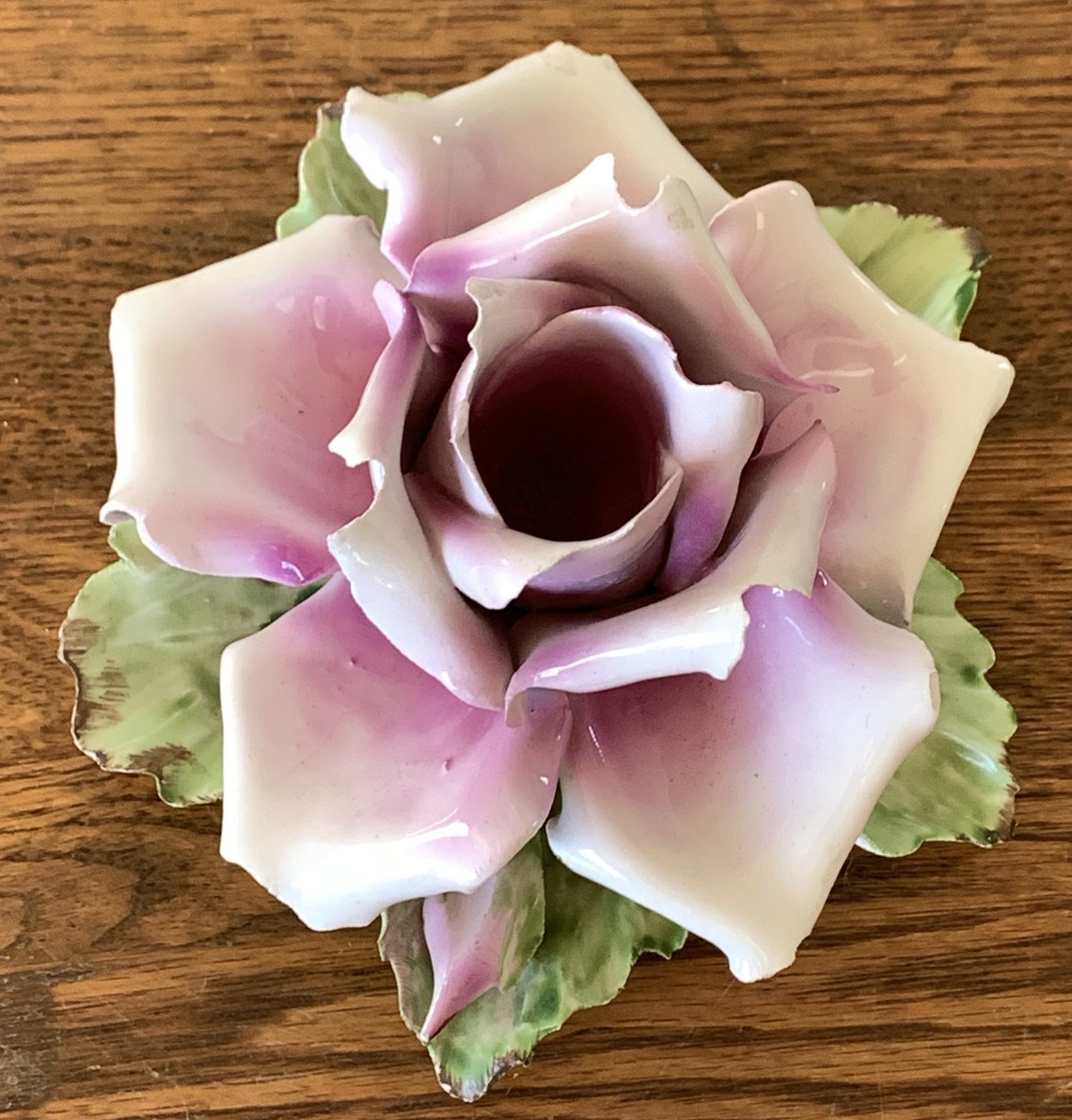 Capodimonte Rose Candle Holder Large Porcelain Candlestick Etsy