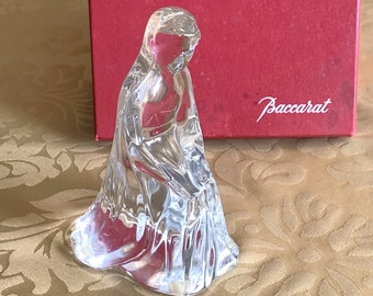 Baccarat France crystal Virgin Mary nativity figurine art sculpture, old version in box, Christmas decor