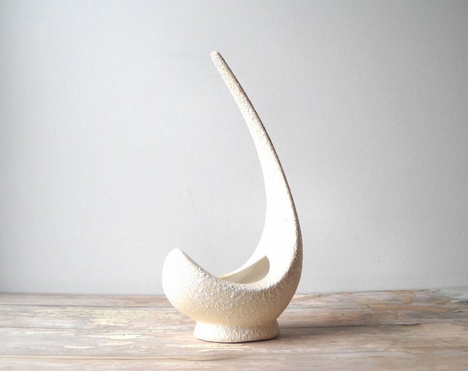 Mid Century Modern Atomic Vase California Pottery White Etsy