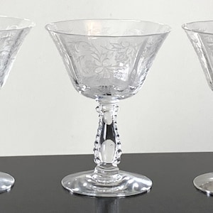 Fostoria Heather champagne stems, set of 3, low sherbet glasses image 2