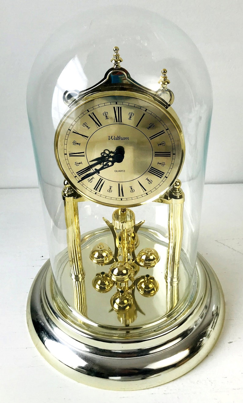 Waltham anniversary clock 1980's battery operated brass Etsy