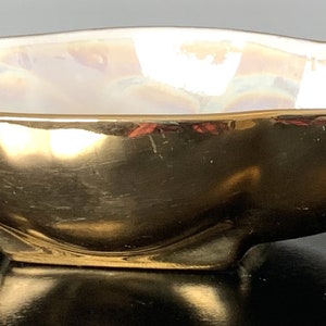 Warranted 22 K Gold iridescent leaf shaped relish tray, vintage catch all, candy bowl, nut dish image 2