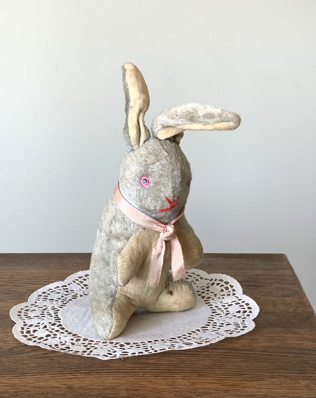 Vintage Stuffed Squeaky Bunny Rabbit Toy Etsy