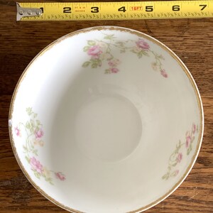 Haviland & Co small bowl, Limoges France, pink yellow roses w/ gold accent trim, chipped rim image 4