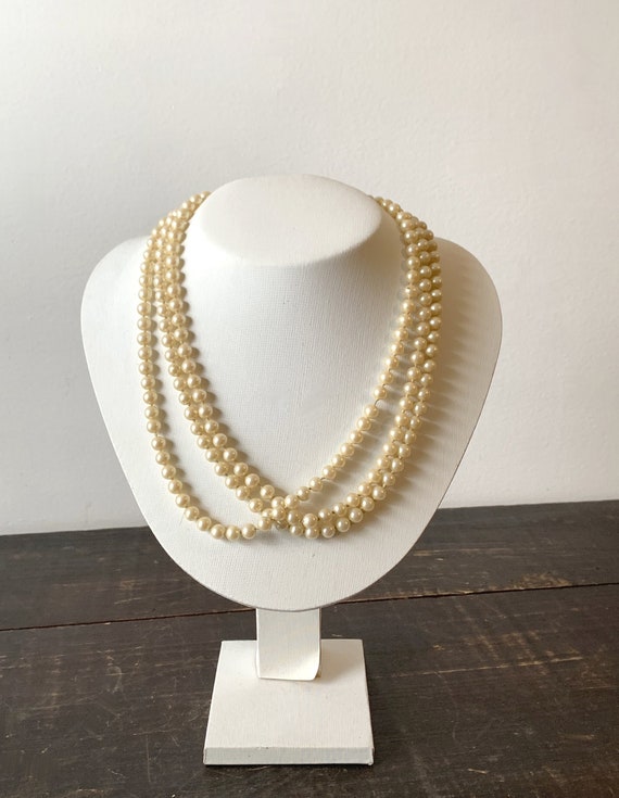 Faux Pearl Bead Flapper Necklace 