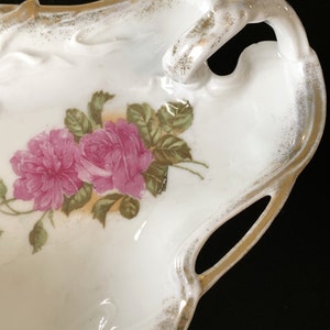 Decorative porcelain trinket dish with pink roses image 3