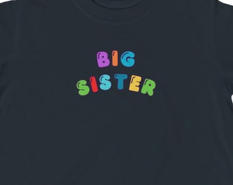 Grote zus peuter katoenen T-shirt, peuter kleurrijk T-shirt, peuter grote zus cadeau, nieuwe broer of zus cadeau