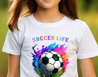 Soccer Life Kids T-Shirt, Colorful Soccer Ball T-Shirt, Soccer Lover Gift, Soccer Player Shirt, Kids Soccer Shirt Gift