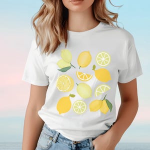 Lemons T-Shirt, Comfort Colors® Lemon Shirt, Summer Fruit Print Tee, Yellow Citrus Fruit Themed Top, Lemon Lover Gift, Summer Vibes Apparel