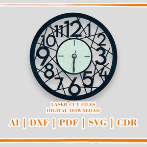 Clock Digital File For Laser and CNC 4mm | Clock | Ai | Art Laser cut files, vector pattern, vector templates, plan