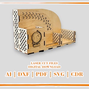 Laser cut desktop organizer svg file Glowforge organizer svg Organizer storage svg cricut Organizer vector laser cut template Organizer dxf