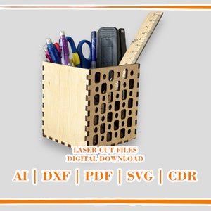 Pen holder Pencil holder svg file Glowforge holder wood