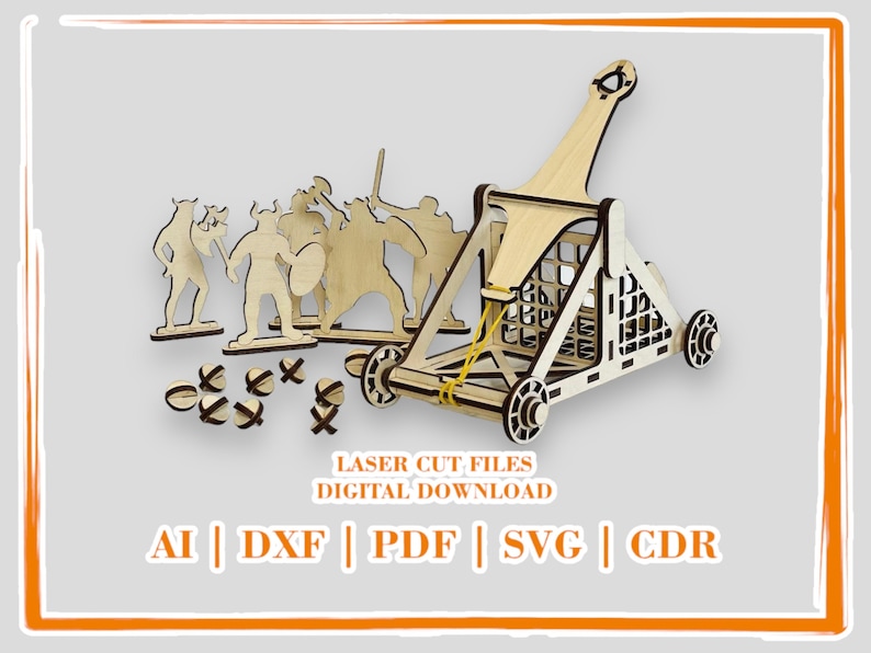 Catapult Laser Cut Files, Dxf Model, Catapult SVG, Vector Cut Laser
