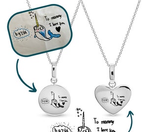 Sterling Silver Personalised Image / Drawing Necklace