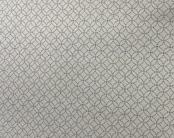 Authentic Japanese Cotton Fabric with Sashiko Pattern Print on Beige Background
