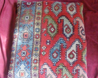 caucasian antique rug cushion