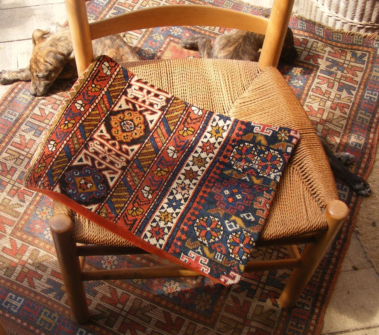 Antique Shirvan caucasian rug cushion