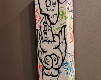 Original Hand Painted Pop Surrealist Graffiti Street Canvas Art, 4x12" by JOS-L