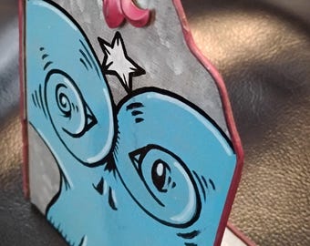 Original Graffiti Bird Skull Painting, 4x6 Metal Art by JOS-L Street Pop