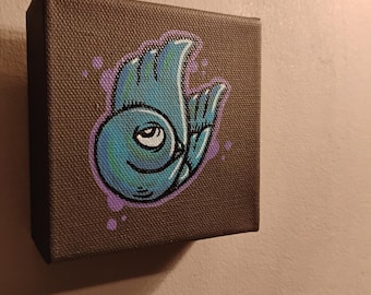 Original Hand Painted Bird Art, Mini Box Canvas (4" x 4") by JOS-L Pop