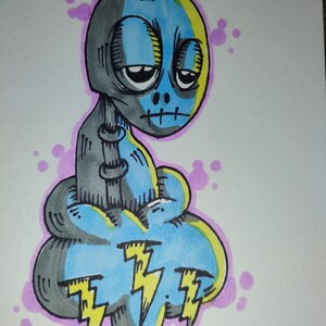 JOS-L Original Art 4&quot; x 6&quot; Drawing Painting Pop Art Abstract Art Outsider Art Goth Art Graffiti Art Surreal Art Lowbrow Art Illustration