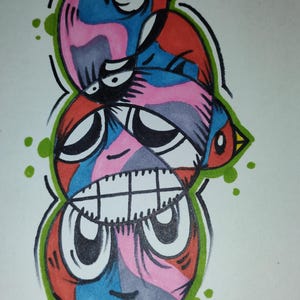 JOS-L Original Art 4&quot; x 6&quot; Drawing Painting Pop Art Abstract Art Outsider Art Goth Art Graffiti Art Surreal Art Lowbrow Art Illustration