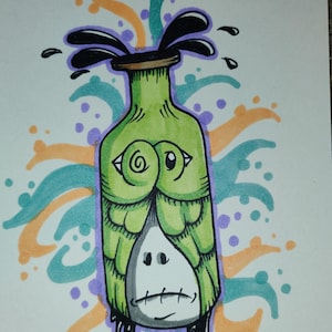 JOS-L Original Art 4&quot; x 6&quot; Drawing Painting Pop Art Abstract Art Outsider Graffiti Art Surreal Art Lowbrow Art Illustration